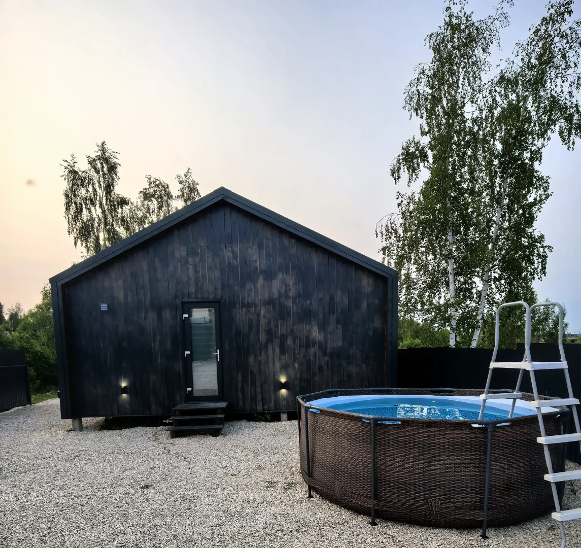 Шале Дом БарнХаус с Купелью в Городе Тула с Видом на Озеро