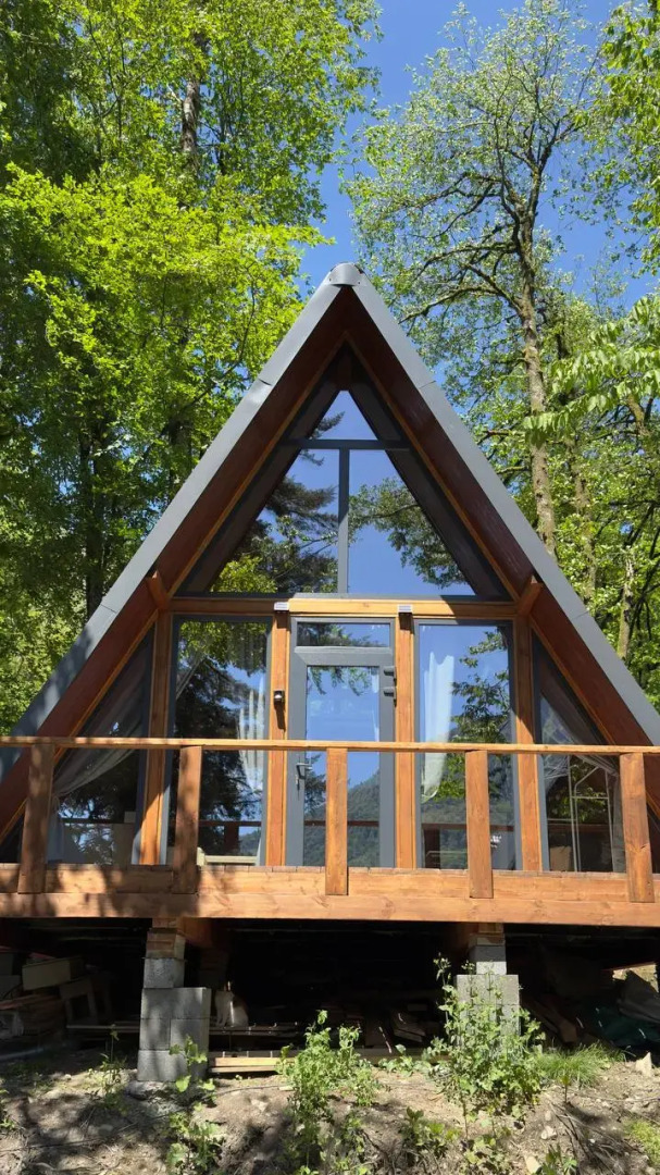 Шале А-фрейм Горный приют в эко стиле с потрясающим видом на горы Красной Поляны