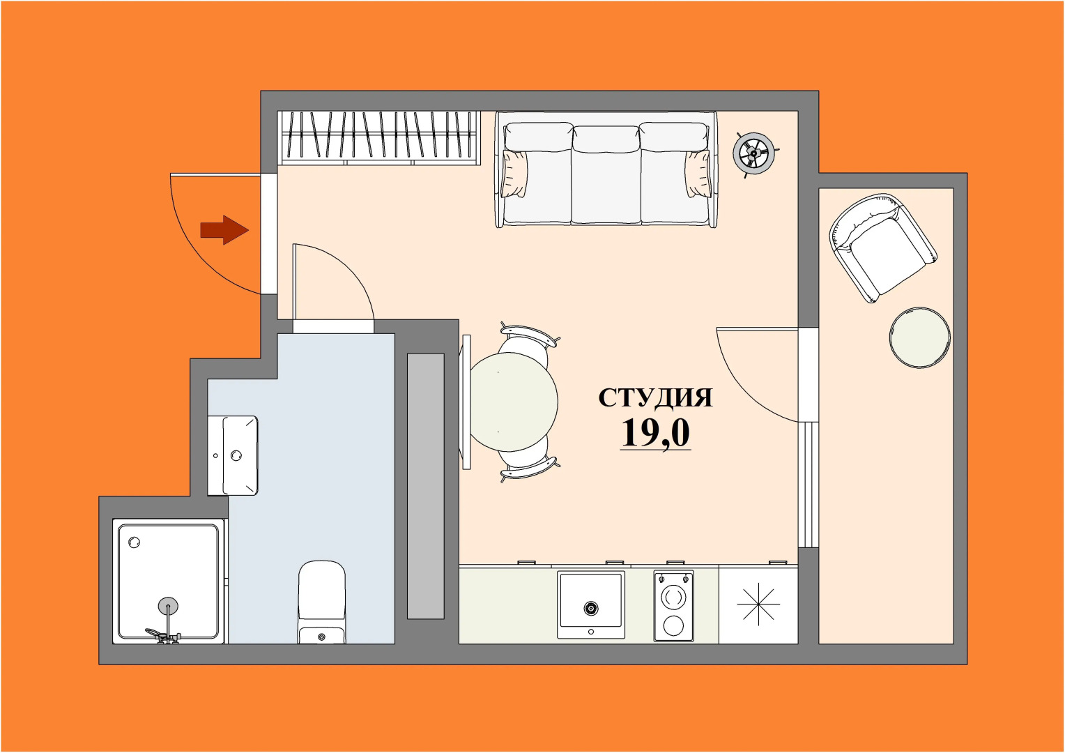 Квартира Оранжевый блюз