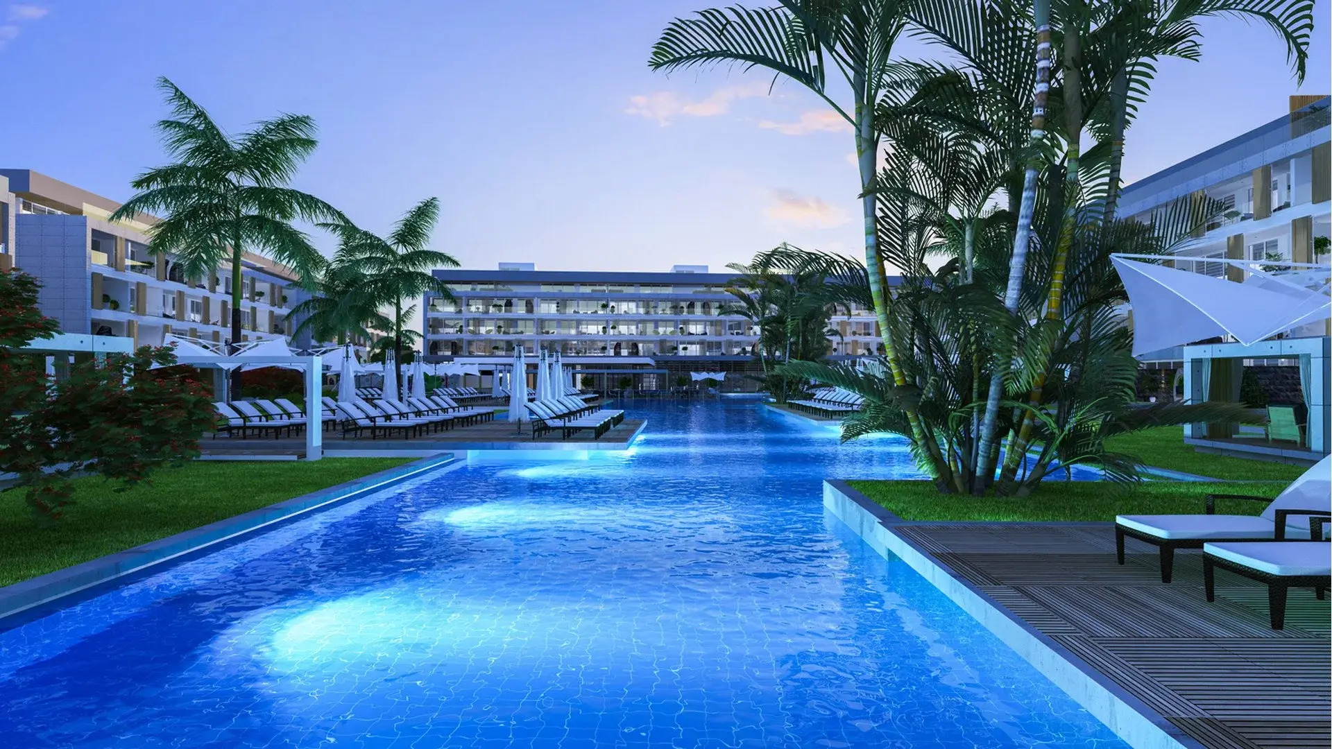 Апартаменты Courtyard Long Beach, Северный Кипр, бассейн, терраса, 500м от моря