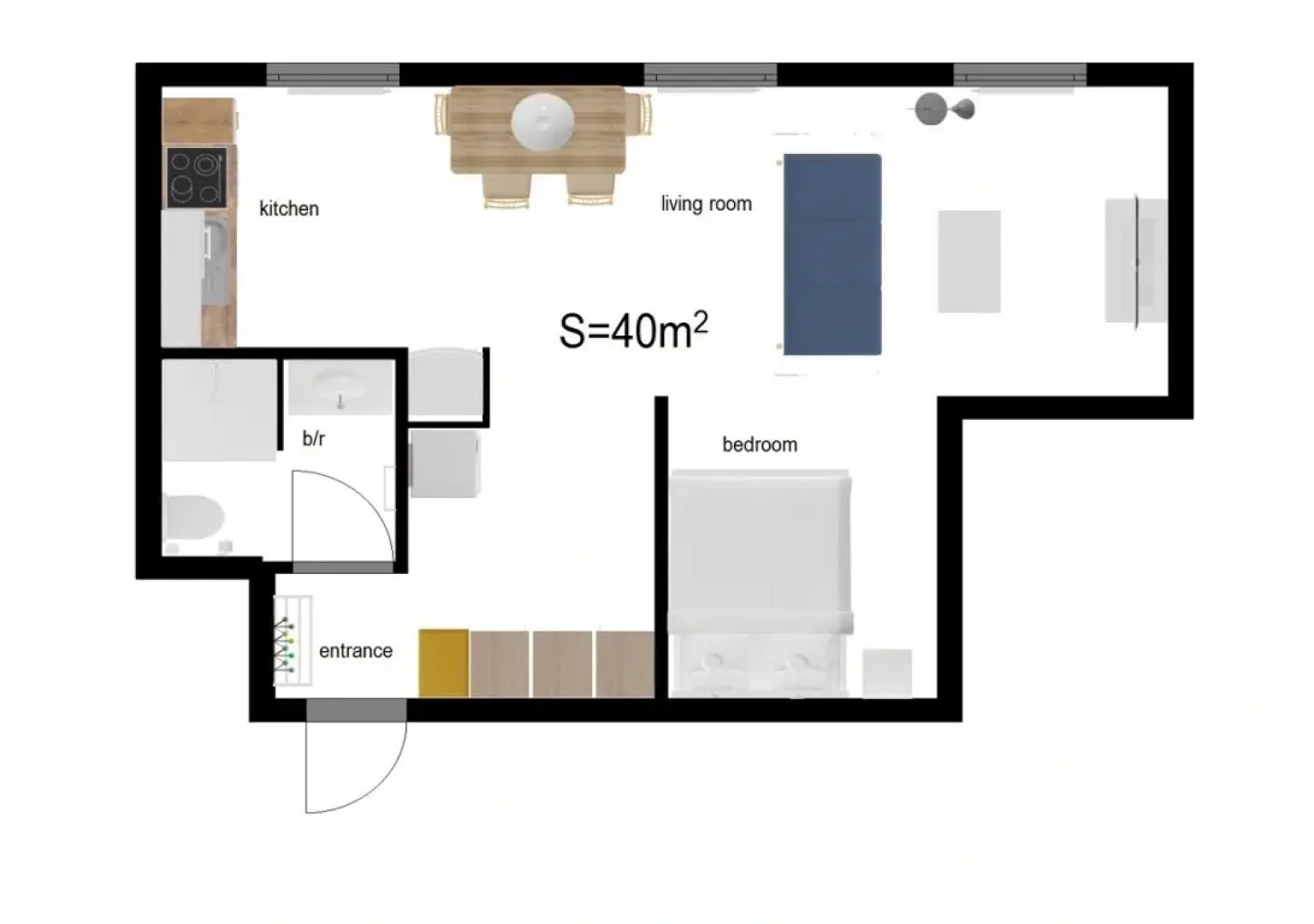 Апартаменты классическая студия с двуспальной кроватью и диваном