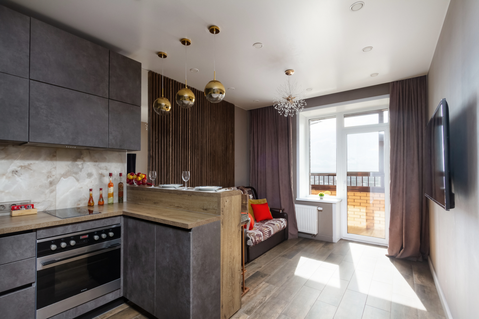 Апартаменты с видом на город с высоты птичьего полёта