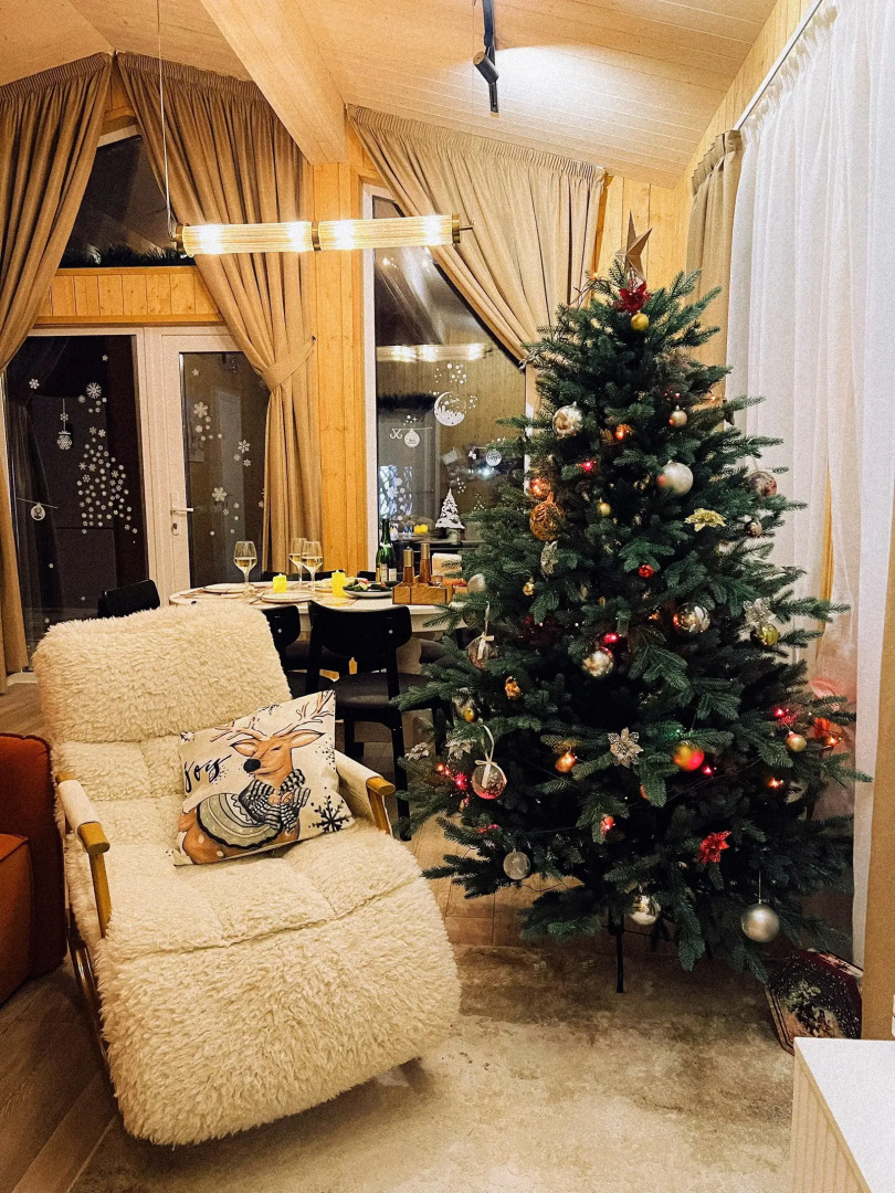 Частный дом уютный с панорамными окнами с выходом на террасу