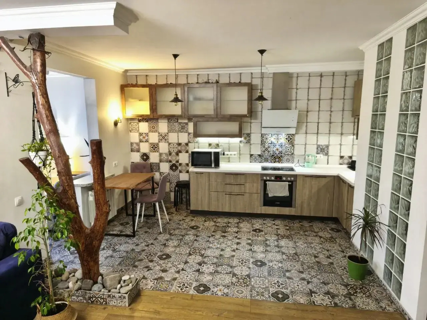 Апартаменты Студия с камином, деревом и видом на реку