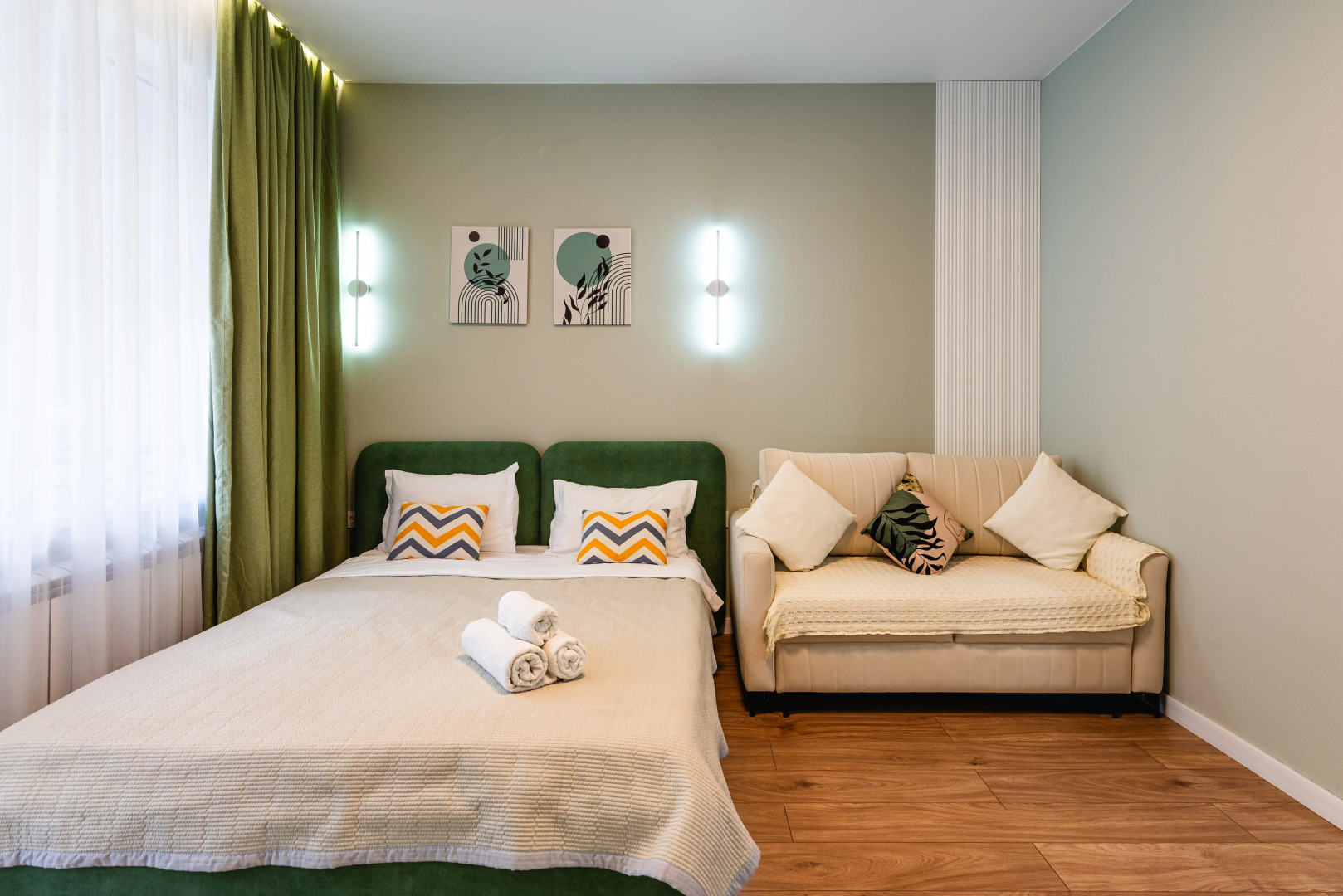 Апартаменты Уютная студия Фисташка в сердце города (170)