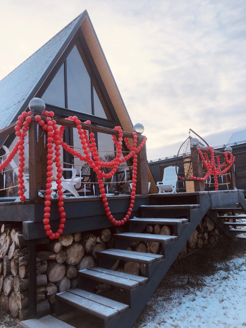 Частный дом дом у озера с чаном и баней