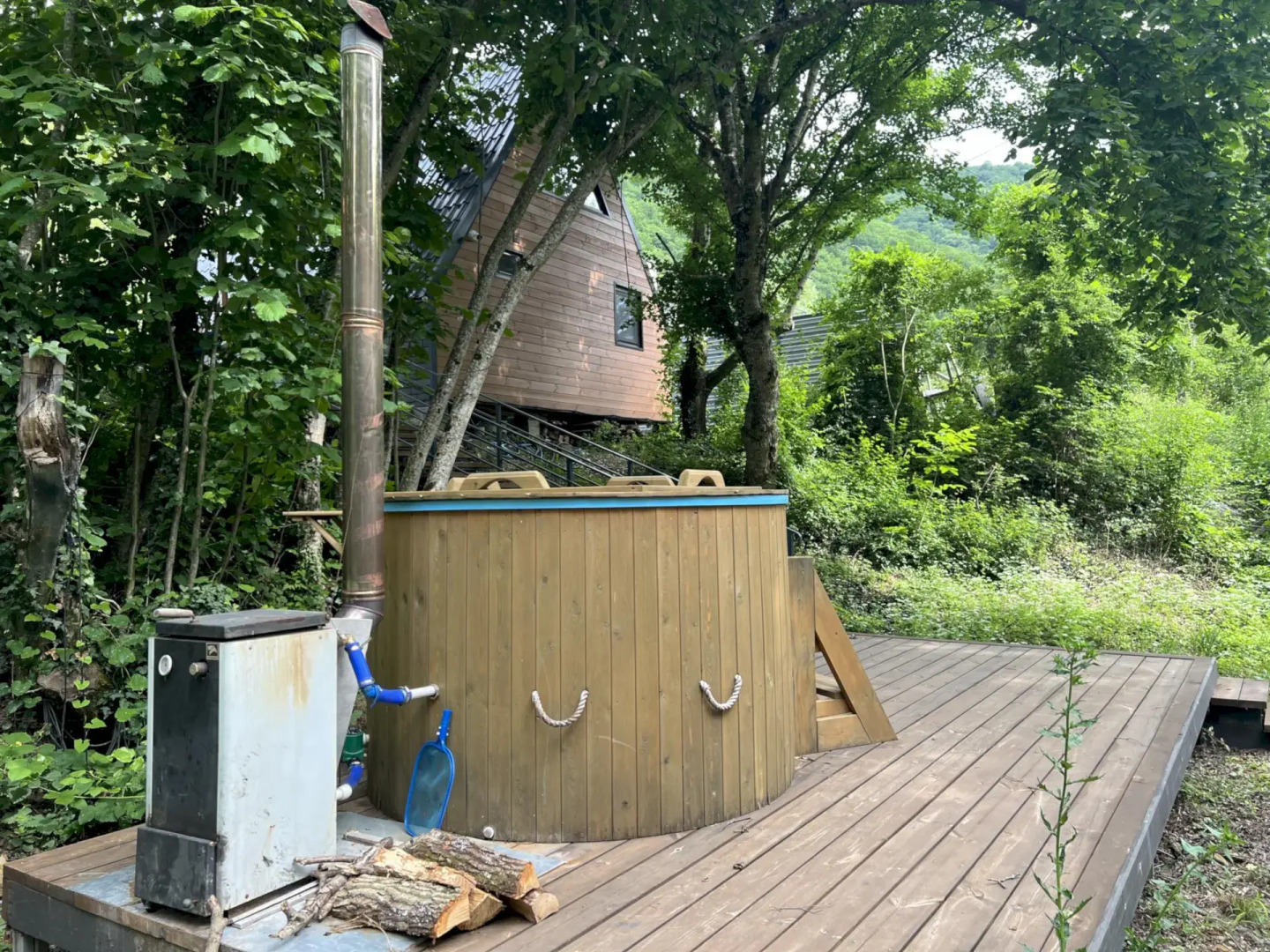 Частный дом 450 А-фрейм Лимон с тёплым бассейном и баней