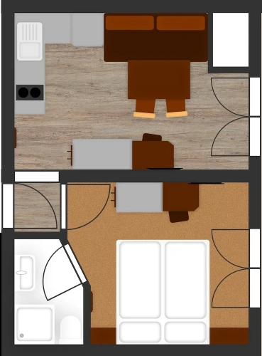 1 Bedroom Apartment with balcony and with mountain view