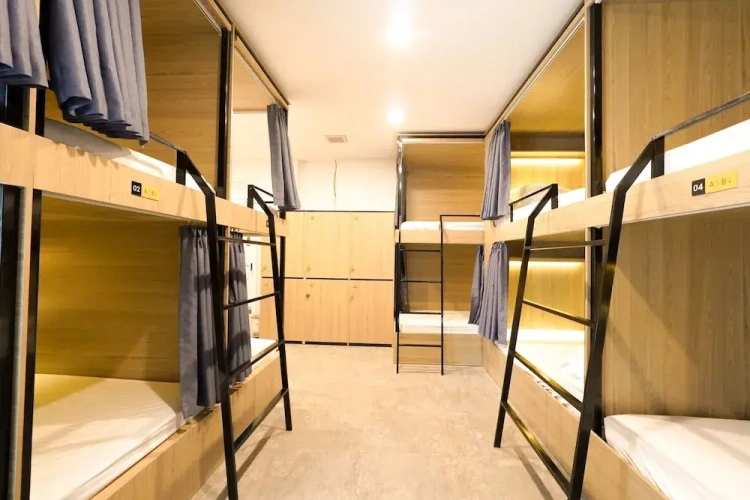 Bed in Dorm (female dorm) with balcony