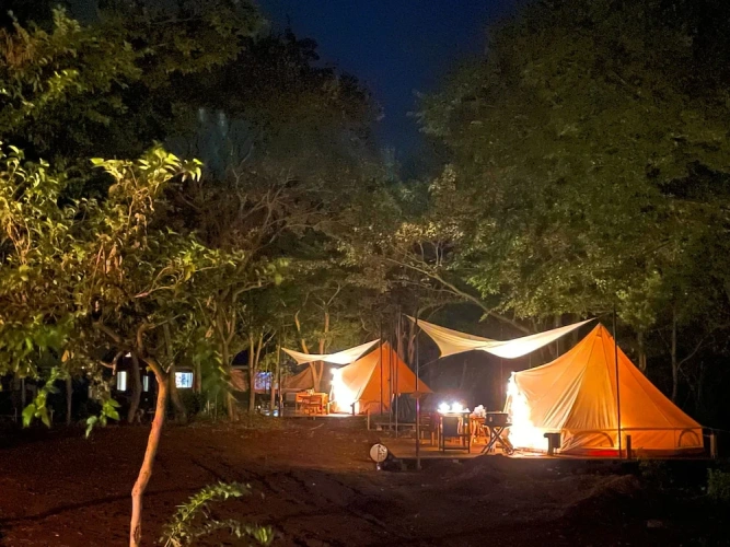 Tent with balcony