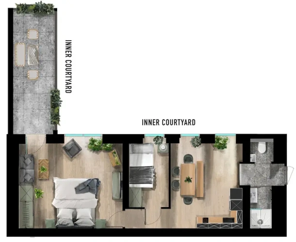 2 Bedrooms Family Apartment with balcony