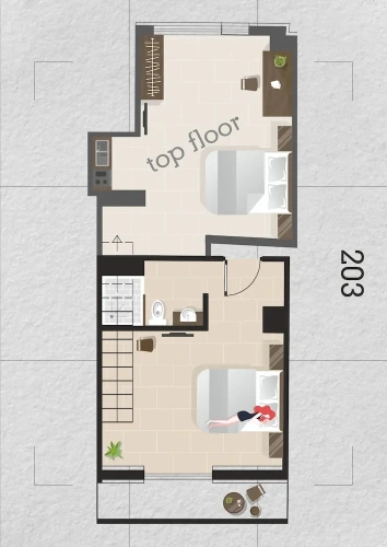 Standard Quadruple Duplex room with balcony
