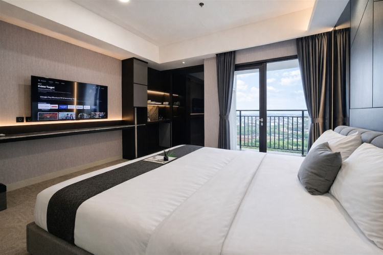 Modern Grey Studio For 2 Pax (No Kitchen) At Atria Residence Gading Serpong
