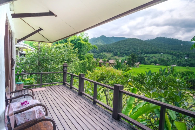Cottage with balcony and with view