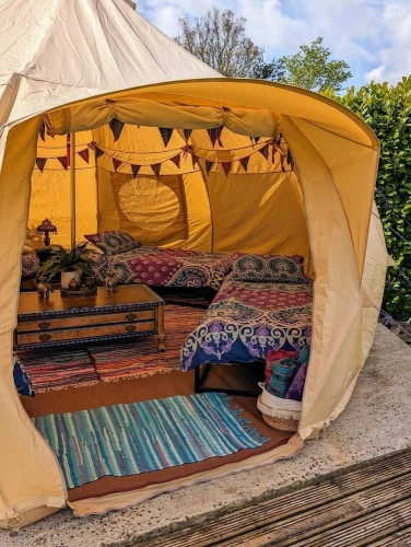 Tent with balcony