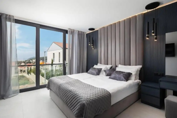 white residence with pool room