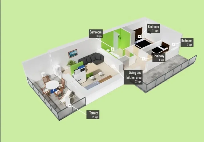 2 Bedrooms Apartment