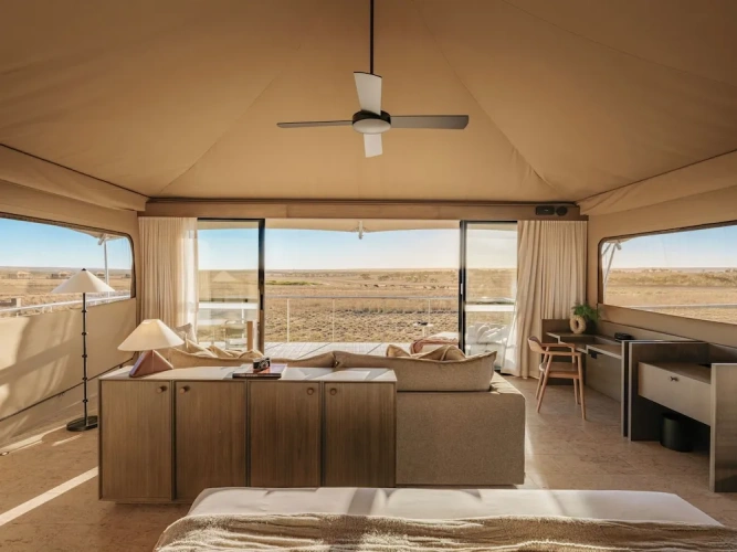 Tent with balcony