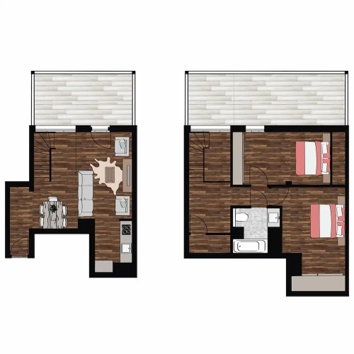 2 Bedrooms Standard Duplex room with balcony