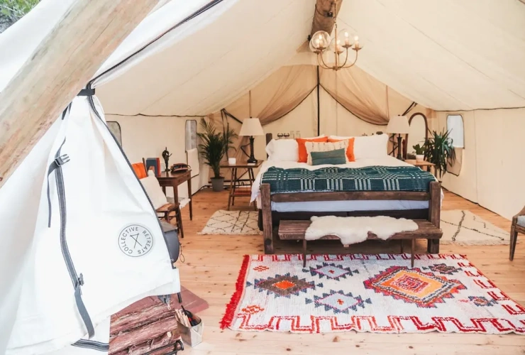 Tent with balcony