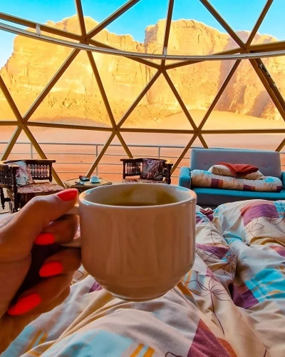 Tent with balcony