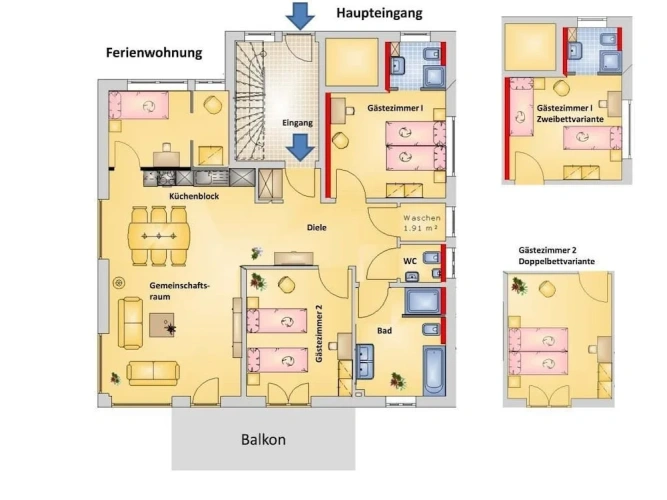 3 Bedrooms Comfort Apartment with balcony and with city view