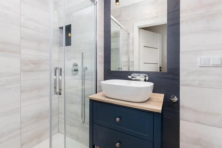 Aesthetic Deep Blue Apartment by Renters