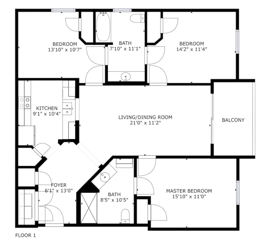3 Bedrooms Apartment with balcony