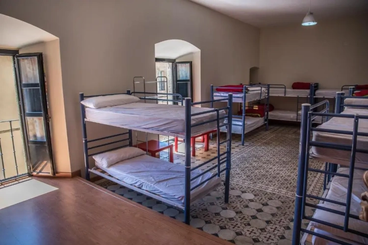 Bed in Dorm with balcony and with view