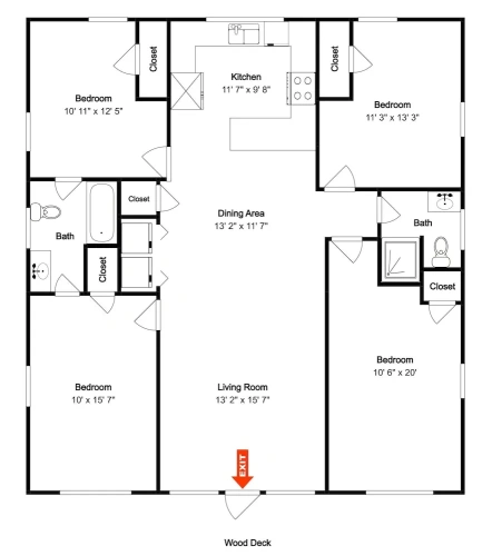 4 Bedrooms Studio with balcony