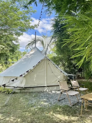 Tent with balcony