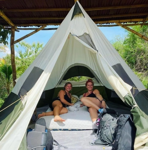 Tent with partial sea view