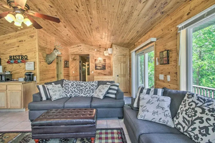Big Lake Getaway w/ Private Beach + Fire Pit!
