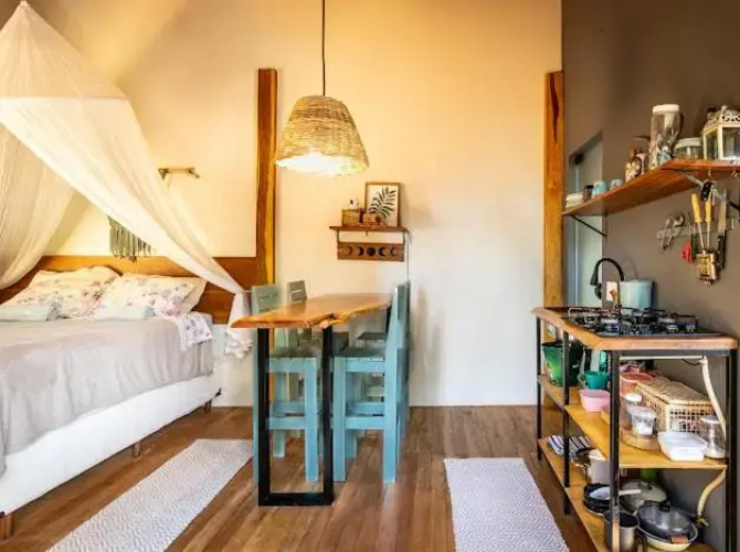 Cabana aconchegante em bombinhas.