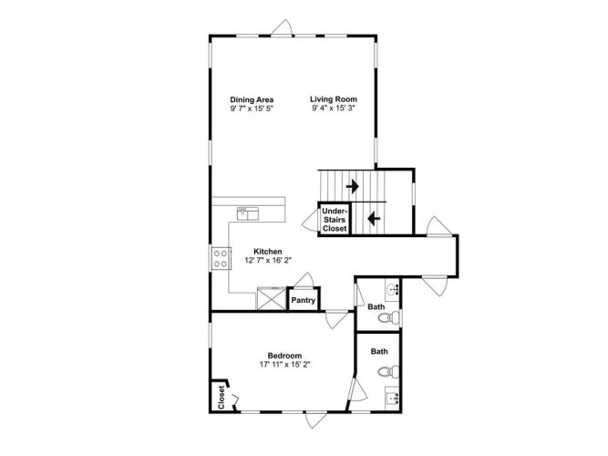 Cottage with balcony and with garden view