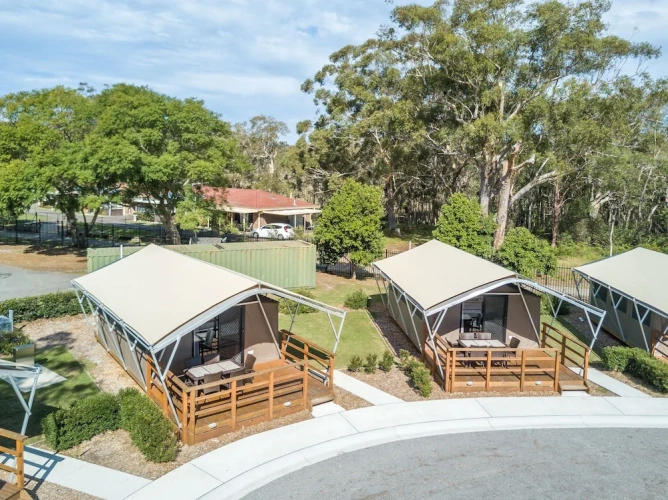 Tent with balcony