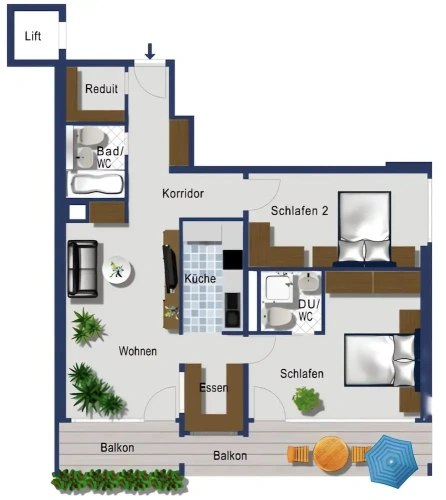 2 Bedrooms Apartment with balcony