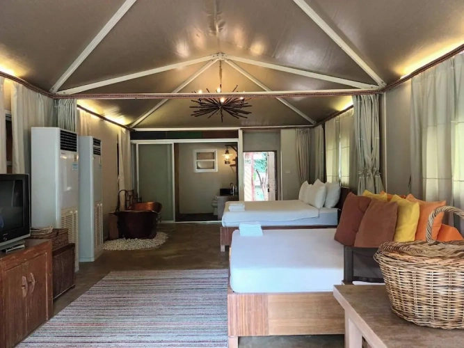 Tent with balcony