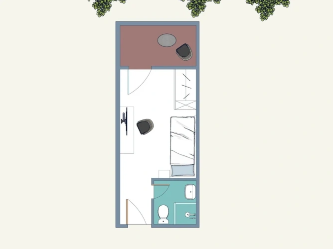 Superior Single room with balcony and with garden view