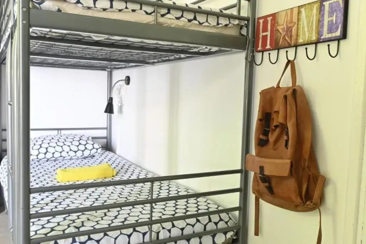 Bed in Dorm (female dorm) with balcony and with view