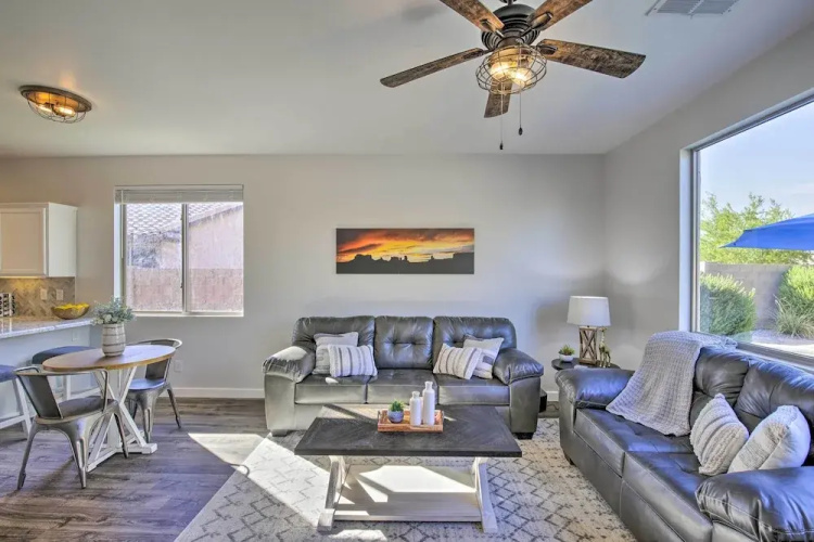 Fire Pit, Covered Patio: Stylish Goodyear Refuge