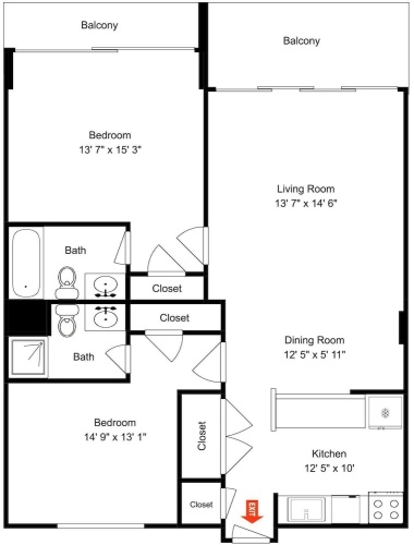 2 Bedrooms Standard room with balcony