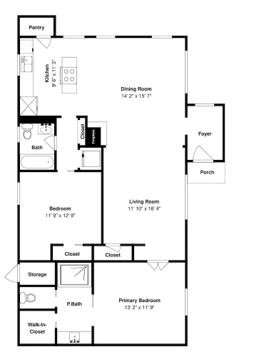 2 Bedrooms Studio