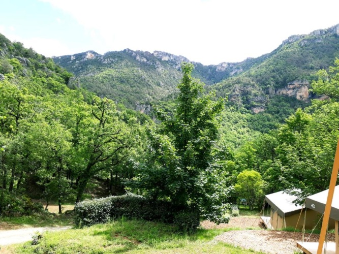 Tent with mountain view