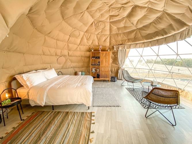 Tent with balcony