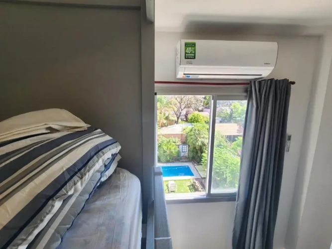 Bed in Dorm with balcony and with view