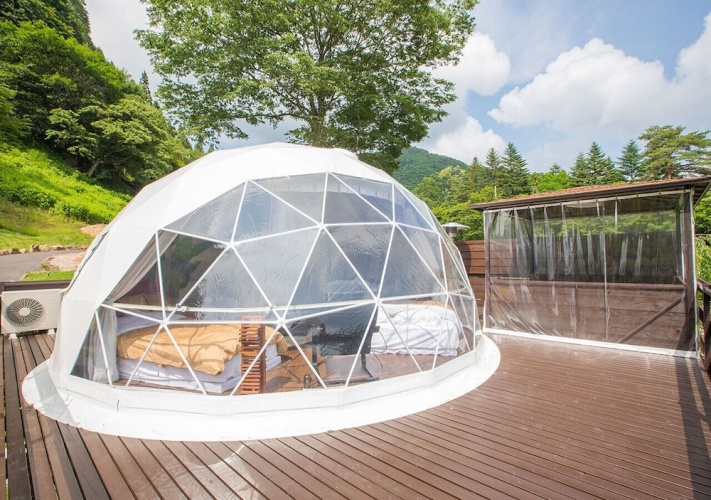 Tent with balcony