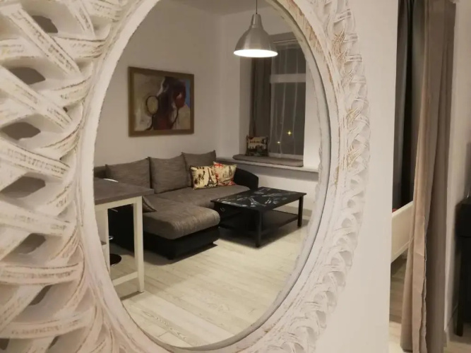 Vilnius apartment with stained glass