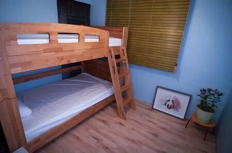 Bed in Dorm (male dorm) with balcony and with view