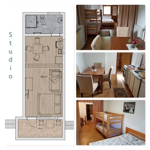 Studio with balcony and with view